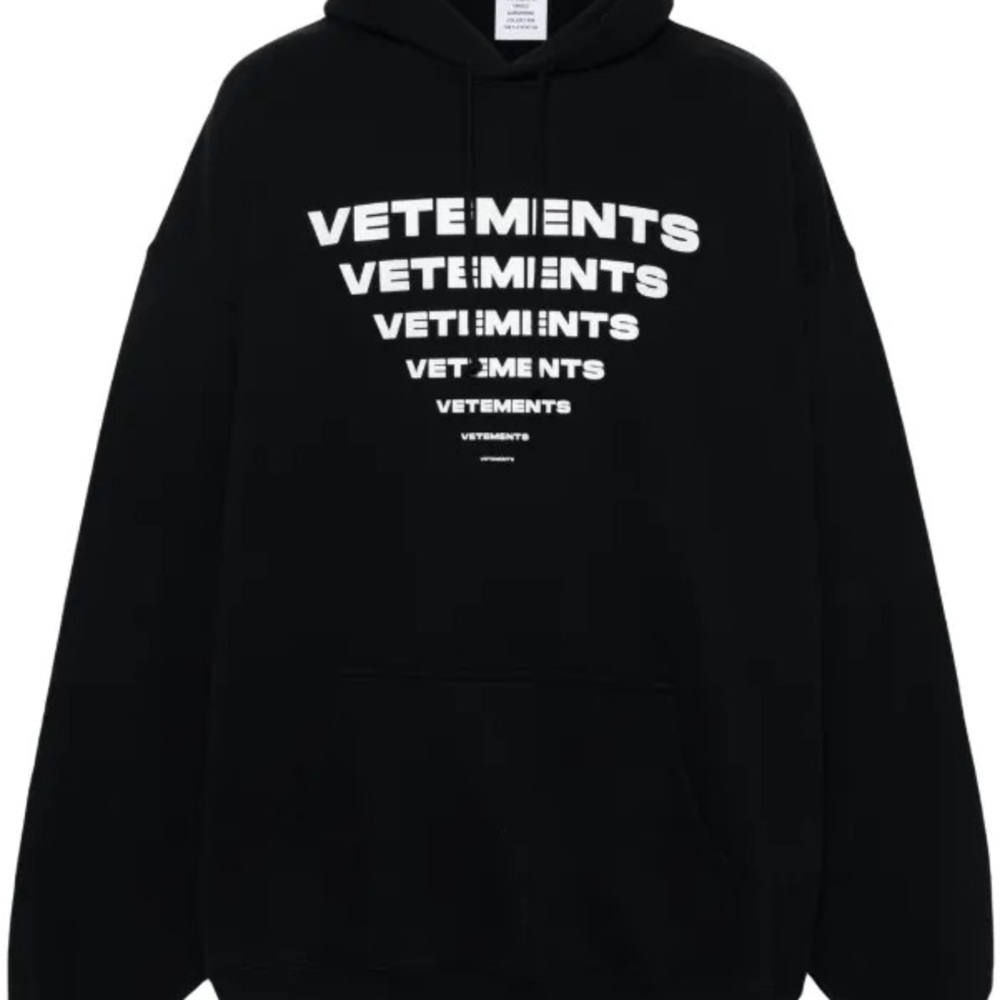 Vetements Black Hoodie with White Text